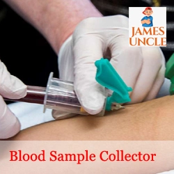 Blood sample collector Mr. Mrinal Mukherjee in Begri